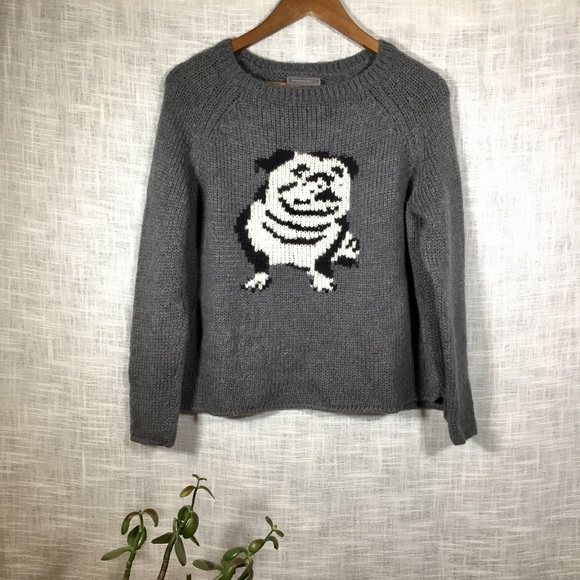 Wooden Ships Sweaters - NWT Wooden Ships Wool Blend Grey Dog Sweater